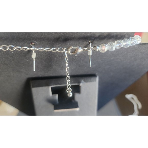 Vintage Clear Aurora Borealis Faceted Beaded Necklace & Earrings 20.5" Length - Picture 3 of 4